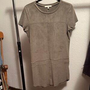 Lavender Brown Taupe Suede Midi Dress